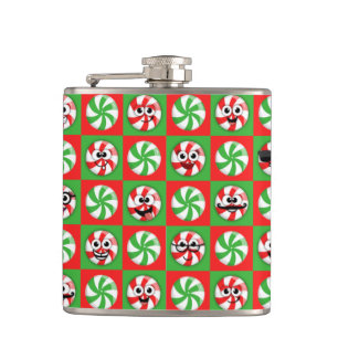 Christmas Candies Faces Hip Flask