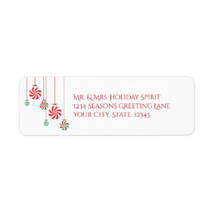 Christmas Candies in Red and Green Return Address Label