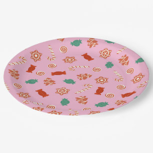 Christmas candies - pink  paper plate