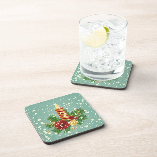 Christmas Candle And Snowflakes Coaster (Right Side)