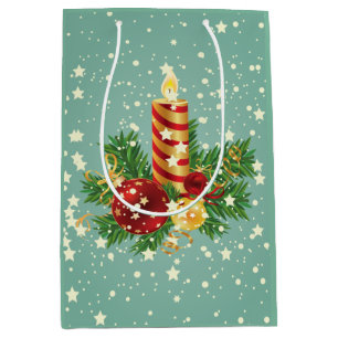 Christmas Candle And Snowflakes Medium Gift Bag