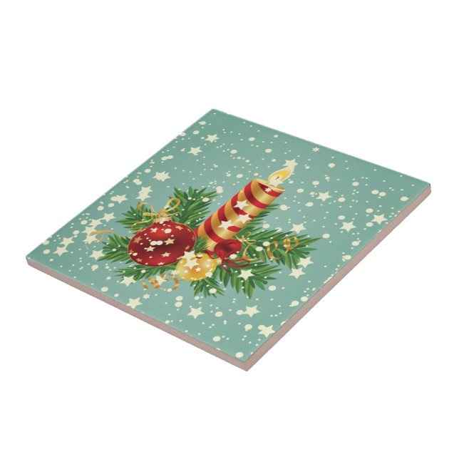 Christmas Candle And Snowflakes Tile (Side)