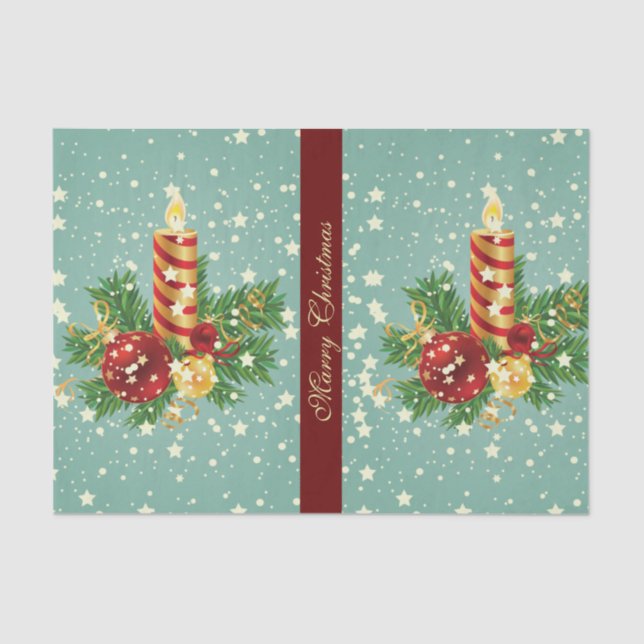 Christmas Candle And Snowflakes Tissue Paper (Front)