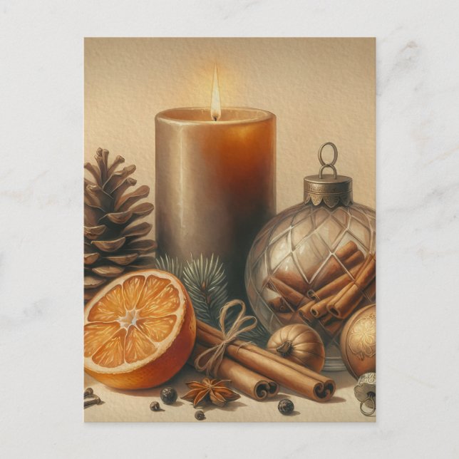 Christmas Candle Art Postcard (Front)