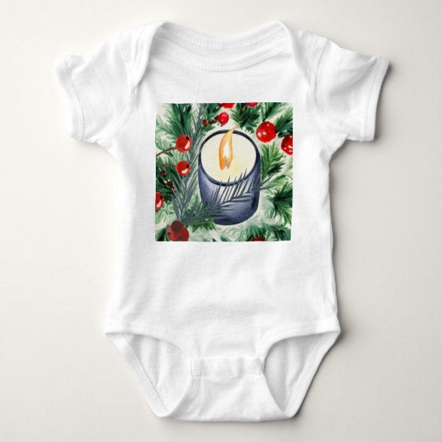 Christmas Candle Baby Bodysuit (Front)