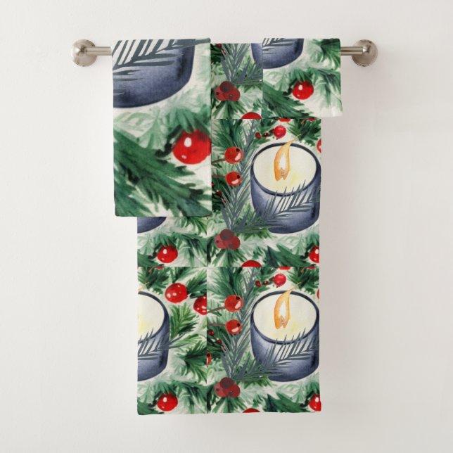 Christmas Candle Bath Towel Set (Insitu)