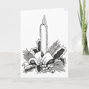 Christmas Candle Illustrated Christmas Card