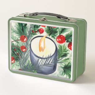 Christmas Candle Metal Lunch Box