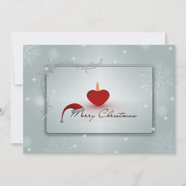Christmas Candle & Snowflakes Double Sided Invitation (Front)