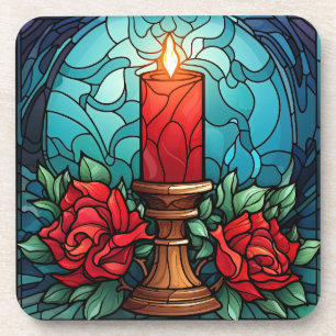 Christmas Candle Stained Glass Coaster