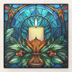 Christmas Candle Stained Glass Coaster