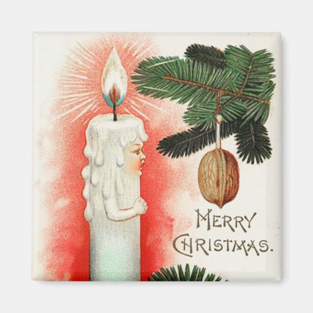Christmas Candle Vintage Magnet (Front)