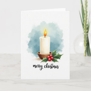 Christmas Candle Watercolor Card