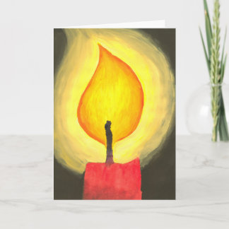 Christmas candle, watercolor painting holiday card