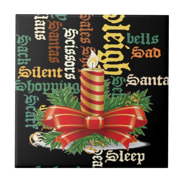 Christmas Candle Word Art Collection Ceramic Tile (Front)