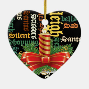 Christmas Candle Word Art Collection Ceramic Tree Decoration