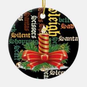 Christmas Candle Word Art Collection Ceramic Tree Decoration