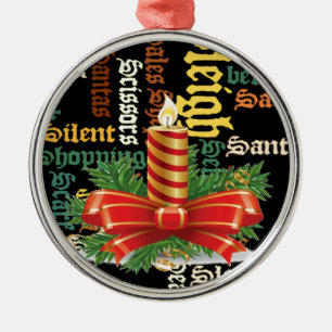 Christmas Candle Word Art Collection Metal Ornament