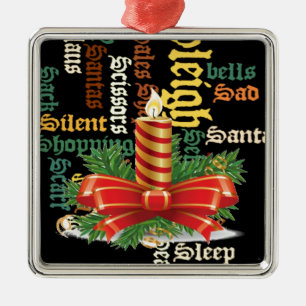 Christmas Candle Word Art Collection Metal Ornament