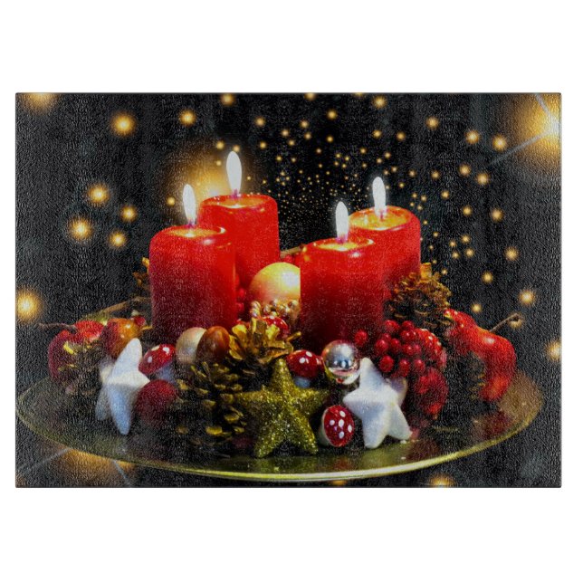 Christmas Candle Wreath Decoration Cutting Board (Front)