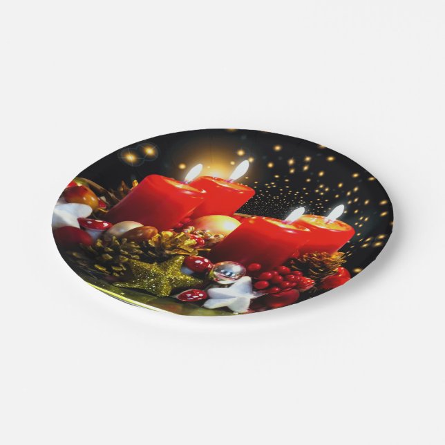Christmas Candle Wreath Decoration Paper Plate (Angled)
