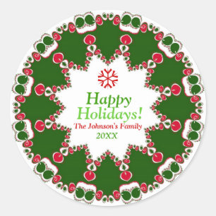 Christmas Candlelight Fractal lace mandala Classic Round Sticker