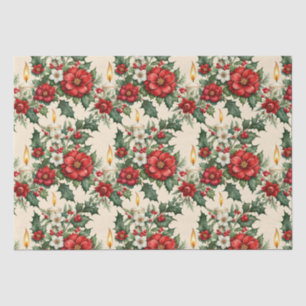 Christmas Candlelight in Flowers Tissue Paper