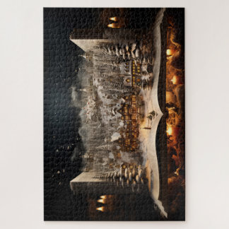 Christmas Candlelit Storybook Mountain Village Jigsaw Puzzle