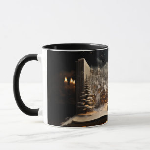 Christmas Candlelit Storybook Mountain Village Mug