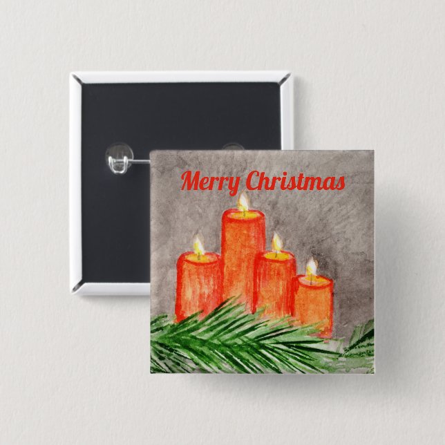 Christmas Candles 15 Cm Square Badge (Front & Back)