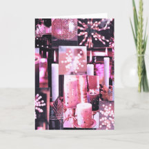 Christmas Candles and Sparkles Folded Holiday Card
