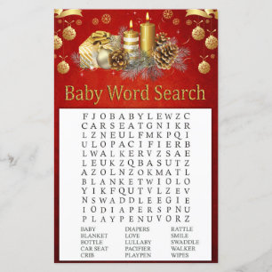 Christmas candles Baby Shower Word Search Game