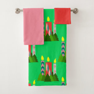 Christmas Candles Bath Towel Set