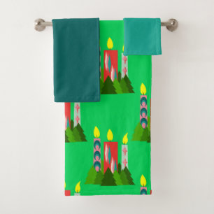 Christmas Candles  Bath Towel Set