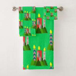 Christmas Candles  Bath Towel Set