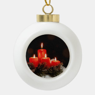 Christmas Candles  Ceramic Ball Christmas Ornament