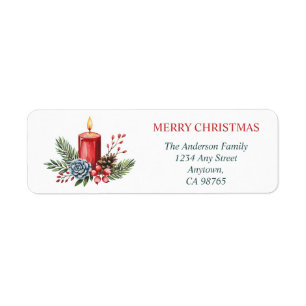 Christmas candles floral pine cone Bouquet Return Address Label