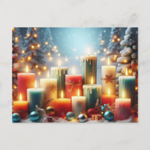 Christmas candles holiday postcard