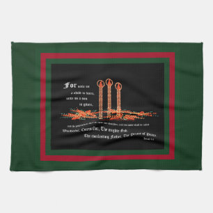 Christmas Candles, Isaiah 9:6 Tea Towel