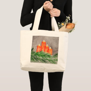 Christmas Candles Large Tote Bag