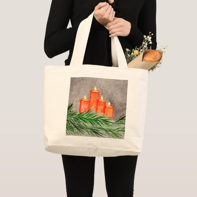 Christmas Candles Large Tote Bag (Front (Product))