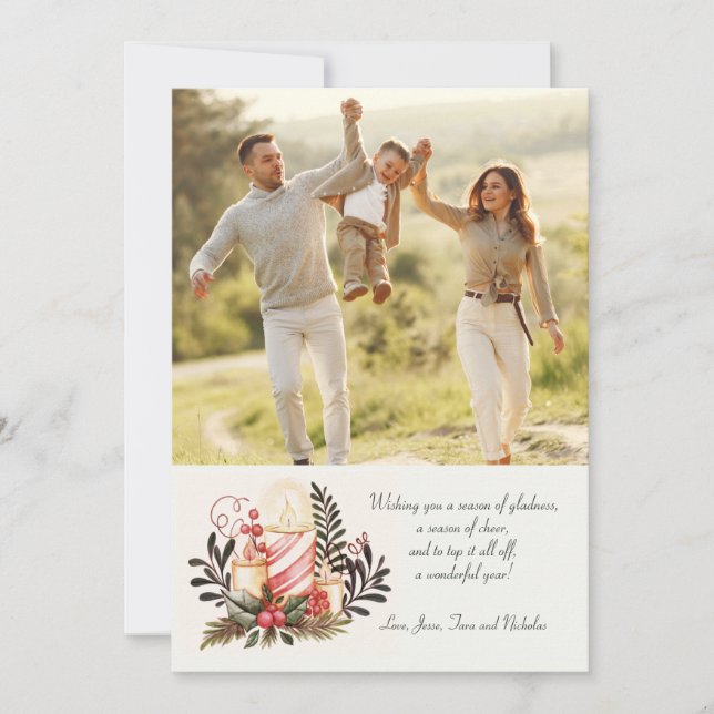 Christmas Candles Photo Holiday Card (Front)