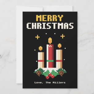 Christmas Candles Pixel Art Christmas Card