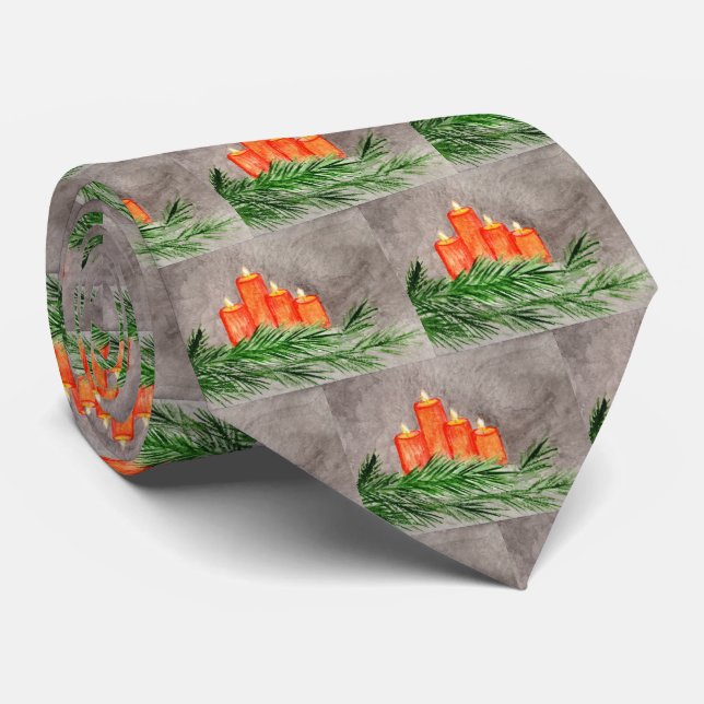 Christmas Candles Tie (Rolled)