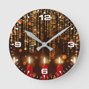 Christmas Candles With Bokeh Highlights-25983 Round Clock