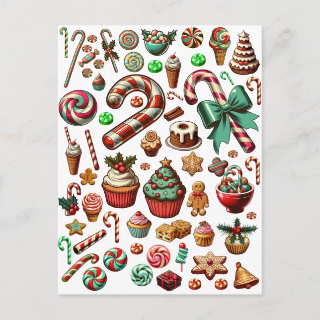 Christmas Candy And Sweet treats clipart  Postcard (Front)