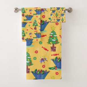 Christmas candy bath towel set