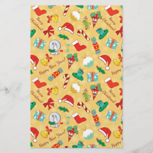 Christmas candy,bells and santa hat stationery