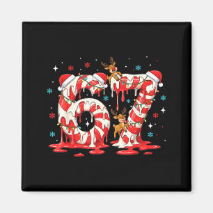 Christmas Candy Cane 67 Meme Six Seven Funny Boys  Magnet