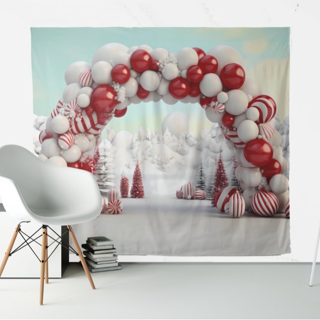 Christmas Candy Cane Balloon Arch  Tapestry (Creator Uploaded)